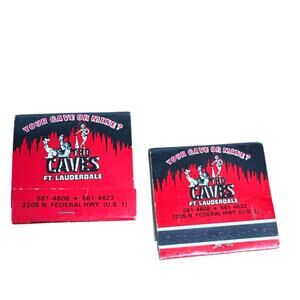 Vintage Matchbooks Fort Lauderdale Florida The Caves Restaurant Seafood Steaks